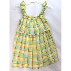 Anthropologie Ruffled Gingham Yellow Babydoll Dress Size XXS Gauzy‎
